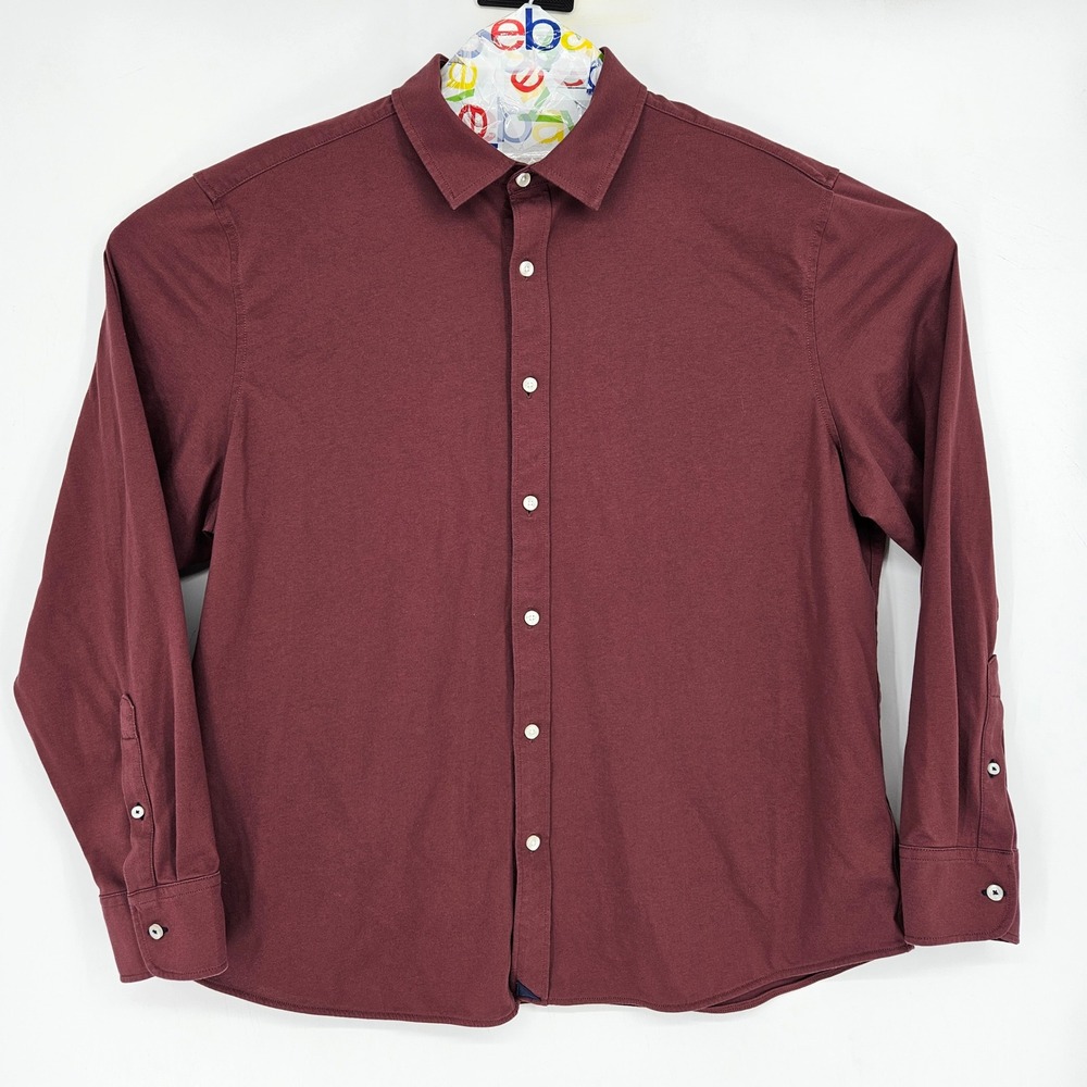 Untuckit Shirt Mens Extra Large Button Up Casual Preppy Long Sleeve Maroon